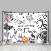 Aperturee - Sips About To Go Down White Happy Halloween Backdrop